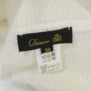 Drawer リネンジャガードバックギャザーブラウス シャツ フレア 38 白