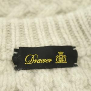 Drawer ウールカシミヤアラン編みクルーニット セーター プルオーバー 長袖 ライトグレージュ