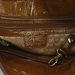 ANYA HINDMARCH トートバッグ エナメル リボン柄裏地 キャメル