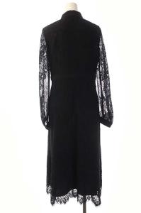 Diagram GRACE CONTINENTAL 総レースシャツワンピース ロング フレア 長袖 シアー 36 ブラック