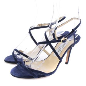 ELAINE スエード ストラップサンダル ピンヒール 36.5 ネイビー