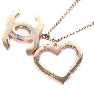 CHANEL ヴィンテージ ネックレス ハートモチーフ ココマーク ゴールド色