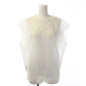 20SS LAME TANK VEST SET TOP シアー フレンチスリーブ F ホワイト