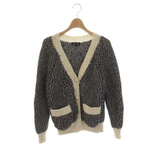 ウール ミックスニットカーディガン 長袖 Vネック 1 黒 ブラック キナリ