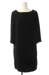 Diagram GRACE CONTINENTAL フロントフラワーレース ワンピース 膝丈 七分袖 38 黒 ブラック