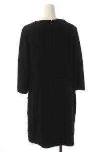 Diagram GRACE CONTINENTAL フロントフラワーレース ワンピース 膝丈 七分袖 38 黒 ブラック