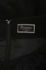 Diagram GRACE CONTINENTAL フロントフラワーレース ワンピース 膝丈 七分袖 38 黒 ブラック