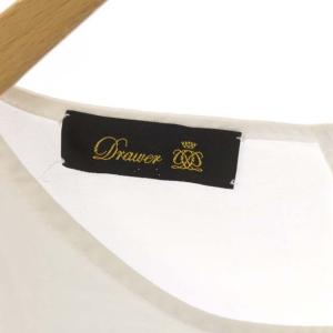 Drawer プルオーバーシャツ ブラウス コットン ノーカラー 長袖 ホワイト