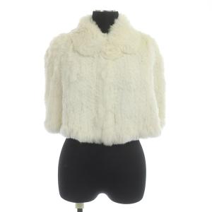 ラビットファー ケープ ポンチョ ショート丈 38 オフホワイト