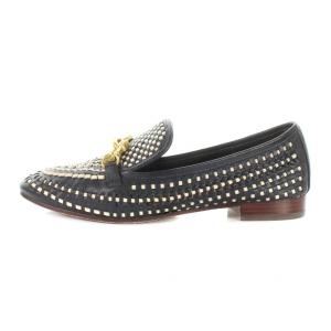 TORY BURCH JESSA WOVEN LOAFER ローファー レザー 6.5 23.5cm ブラック ベージュ