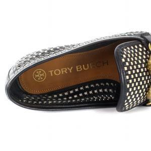 TORY BURCH JESSA WOVEN LOAFER ローファー レザー 6.5 23.5cm ブラック ベージュ