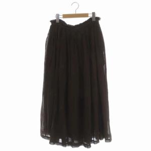 コットン プリーツ ラップ スカート ロング フレア 38 茶 ブラウン