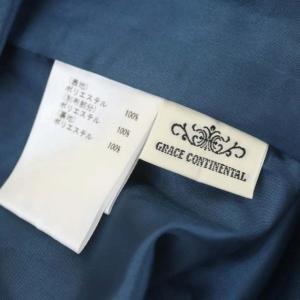 GRACE CONTINENTAL フラワーレースタイトワンピース ノースリーブ ミモレ丈 タイト 36 青 ブルー