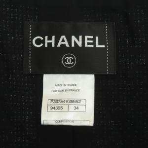 CHANEL ココマークチェーンボタン ツイードノーカラージャケット 34 ブラック P39754V28652