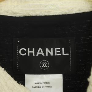 CHANEL P49202V35910 14S カラーストーン ツイード バイカラー ボレロ 34 黒 白