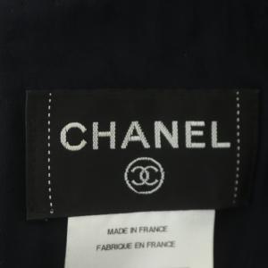 CHANEL 14S カラーストーン バイカラーツイードワンピース 34 紺 白 P49208V35910