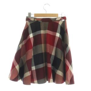 BLUE LABEL CRESTBRIDGE ミニスカート フレア チェック ベルト 34 マルチカラー