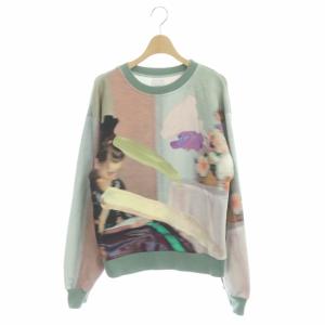 マーブルスウェットトレーナー 長袖 総柄 マルチカラー
