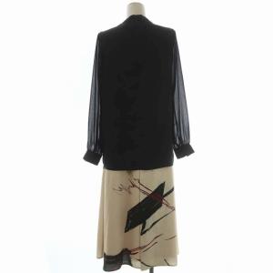 Ameri VINTAGE × MOTTY レイヤードワンピース ロング フレア S ライトベージュ ブラック