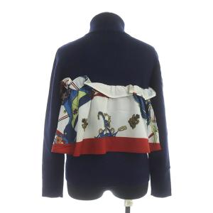 Ameri VINTAGE リタスカーフドッキングニットセーター 長袖 リブ タートルネック ネイビー