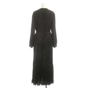 UNITED ARROWS ドットプリーツマキシワンピース ロング 長袖 36 ダークブラウン