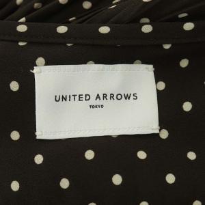 UNITED ARROWS ドットプリーツマキシワンピース ロング 長袖 36 ダークブラウン