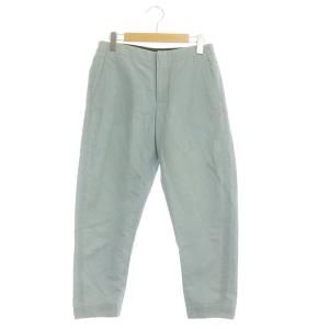 テーパードパンツ リネン混 36 青 ブルー