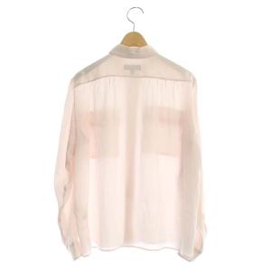 Drawer ポケットデザインシルクシャツ ブラウス 長袖 前開き 36 パステルピンク
