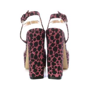 Sergio Rossi sr Monica サンダル チャンキーヒール プラットフォーム レオパード ヒョウ柄 グリッター ストラップ 35 22cm