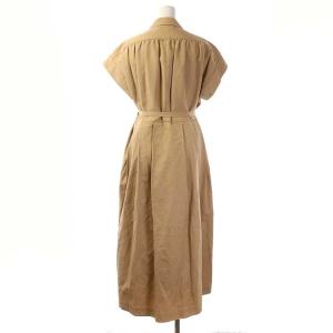 Drawer ノッチドカラーロングワンピース フロントボタン 36 ベージュ