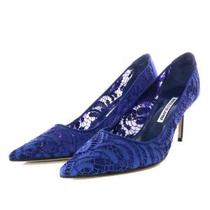MANOLO BLAHNIK パンプス ピンヒール ポインテッドトゥ 39 紺