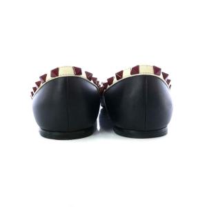 VALENTINO GARAVANI パンプス フラット ポインテッドトゥ ロックスタッズ レザー 37.5 ブラック