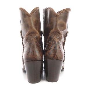 GRACE CONTINENTAL フラワーEMBショートブーツ ウエスタン 25cm ブラウン