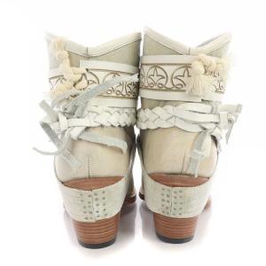 GRACE CONTINENTAL ベルトショートウエスタンブーツ 25.0cm ライトグレー