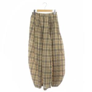 SOMELOS CHECK アシンメサルエルトラウザーパンツ チェック 36 ベージュ ブラック