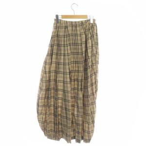 ENFOLD SOMELOS CHECK アシンメサルエルトラウザーパンツ チェック 36 ベージュ ブラック