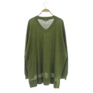 ENFOLD シルクコットンVネックニット セーター 長袖 38 モスグリーン