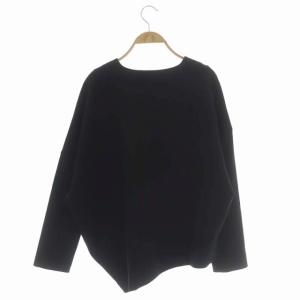 ENFOLD ダブルクロスアシンメトリートップス カットソー 長袖 Vネック ワイド 38 ブラック