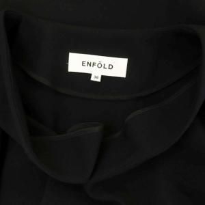 ENFOLD ダブルクロスアシンメトリートップス カットソー 長袖 Vネック ワイド 38 ブラック