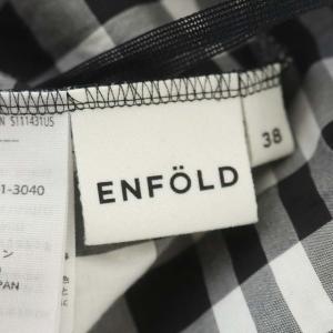 ENFOLD ロングスカート フレア チェック柄 アシンメトリー 38 ブラック ホワイト