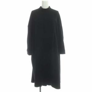 PE stretch stand box dress ワンピース ハイネック ミモレ丈 38 ブラック