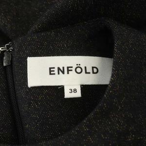 ENFOLD ワンピース ニットスリーブ切替 アシンメトリー 38 ブラック