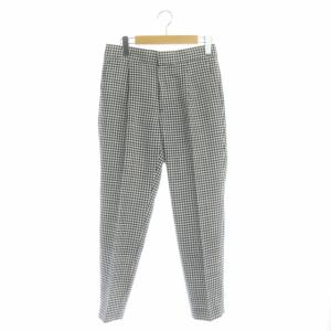 テーパードパンツ シルク混 ギンガムチェック 36 ブラック