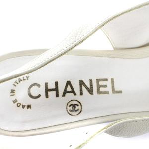 CHANEL ミュール サンダル レザー ステッチココマーク 36.5 ホワイト