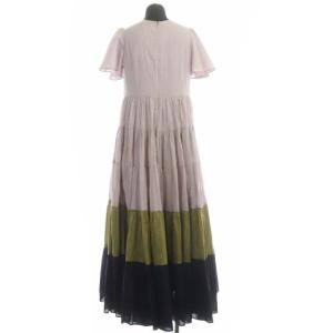 MARIHA ワンピース ティアード フレア ボーダー 38 スモークピンク