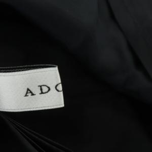ADORE 22SS ポリエステルジョーゼットワンピース フレア ギャザー ミモレ丈 38 ダークネイビー