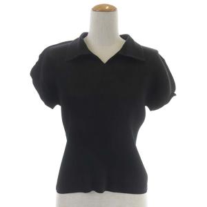プリーツ半袖シャツ ブラウス スキッパー プルオーバー 3 ブラック