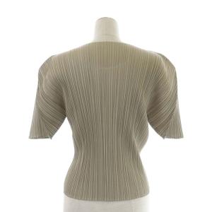 PLEATS PLEASE ISSEY MIYAKE プリーツブラウス シャツ 半袖 クルーネック プルオーバー 3 ライトグレージュ