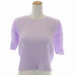 イッセイミヤケ プリーツ半袖ブラウス カットソー プルオーバー 3 ラベンダー