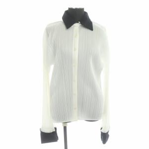 プリーツ 長袖 ブラウス 4 ホワイト